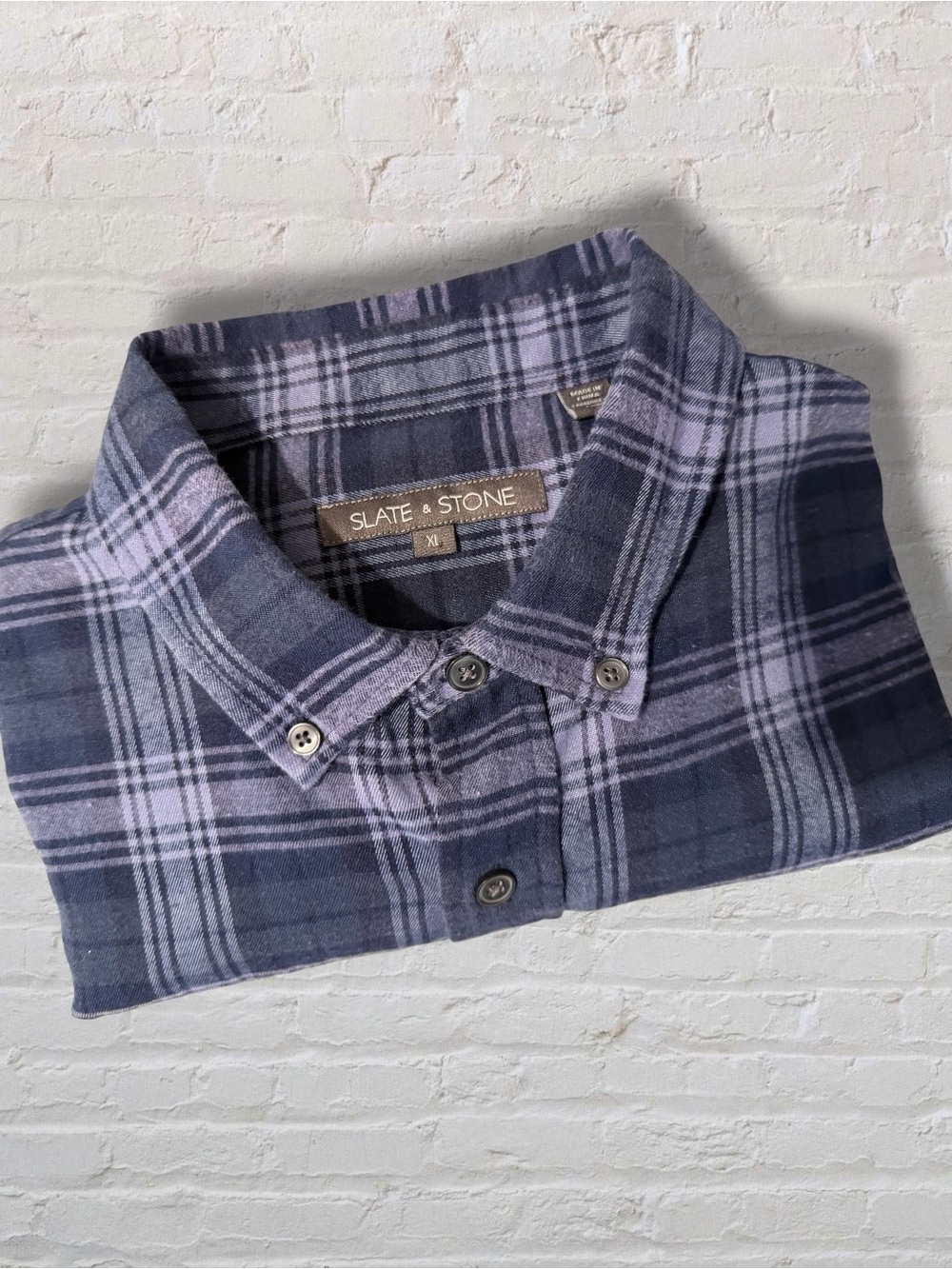 Slate & Stone Plaid Shirt Men’s XL Navy Slim Fit Flannel Button Down - Picture 11 of 11